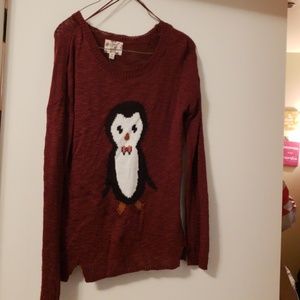 Burgundy penguin sweater